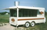 14′ Concession Trailer with Hood System, Screens, Pizza Oven and custom stripes and graphics - Thumbnail