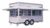 14′ Concession  Trailer with Roof Marquee, Chase Lights and Stainless Fold-out Counters - Thumbnail
