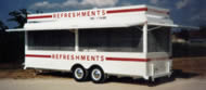 20′ Concession Trailer with Roof Marquee, Custom Lettering and Stripes, Screens and Cooking Equipment - Thumbnail